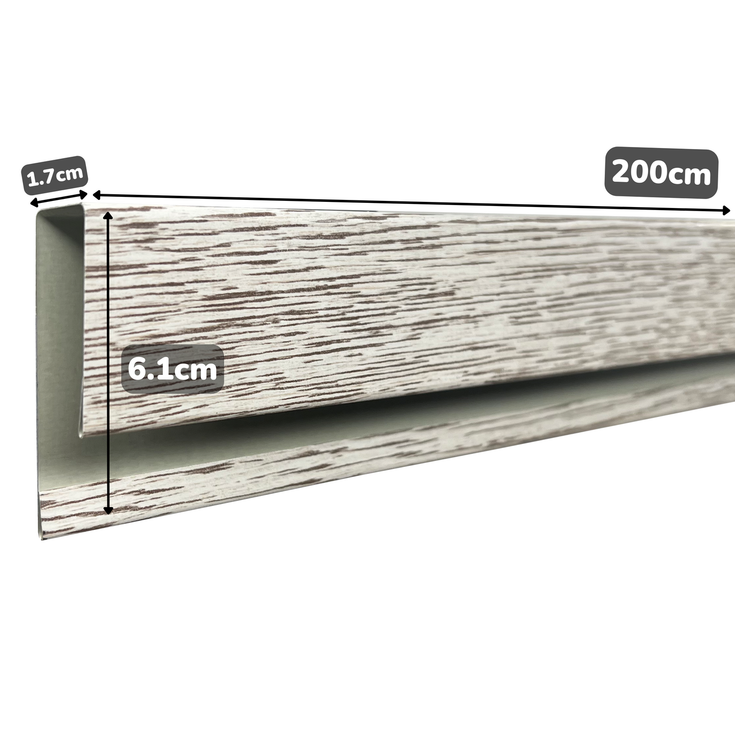 Profil lateral J pentru lambriu metalic, Stejar Alb
